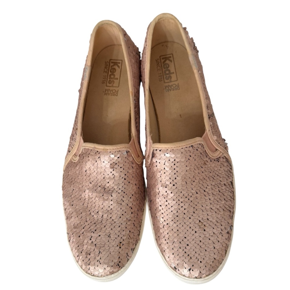 Keds Triple Decker Sequin Reversible Blush Pink Sneakers 8.5 Champagne Fancy Fun